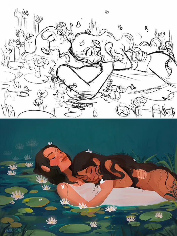 Sketch Vs. Final: Artists Show The Huge Difference Between Their Sketches And Finished Artwork (30 Pics)