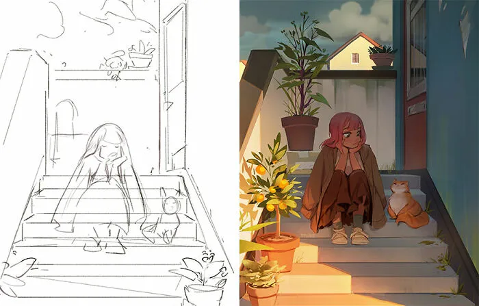 Sketch Vs. Final: Artists Show The Huge Difference Between Their Sketches And Finished Artwork (30 Pics)