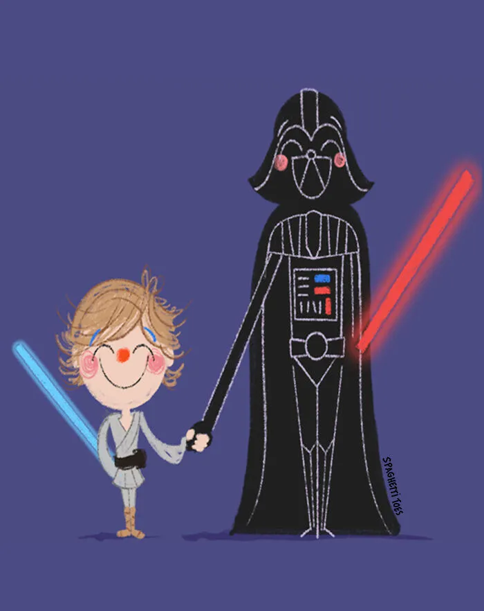 Luke Skywalker And Darth Vader From "Star Wars"