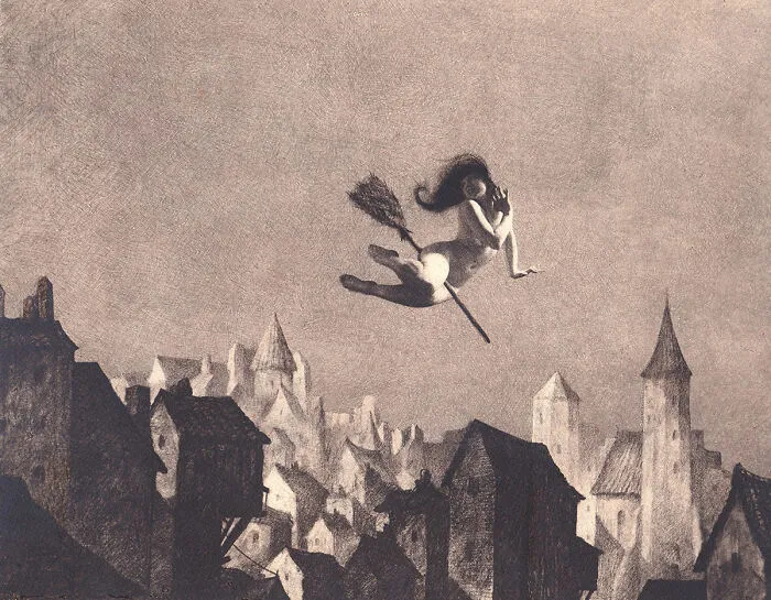 William Mortensen "Ho Ho Off To Sabbath" Unique Bromide Print 1928