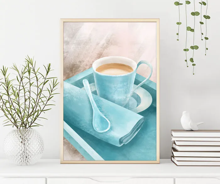 Lovely Digital Art In Beige And Turquoise Palette