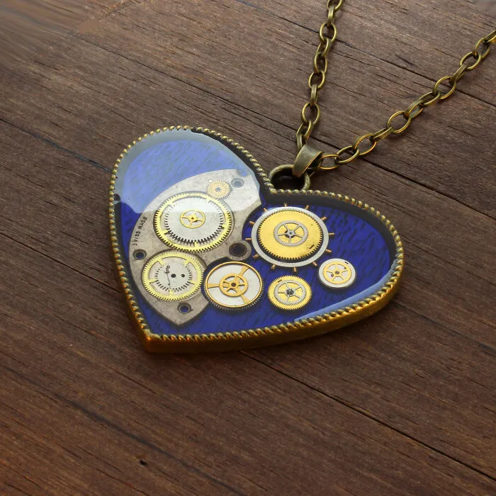 Unique Heart Pendants Collection I Made From Watch Parts In Steampunk Style For Valentine’s Day