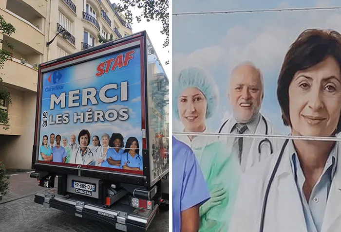 "Hide The Pain Harold" Se convierte en uno de los rostros de la campaña francesa de agradecimiento a los héroes que luchan contra el coronavirus