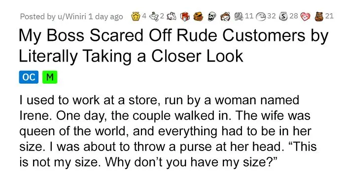 Jerk Customer Is Being Rude To The Staff So The Boss Scares Her Off By 'Taking A Closer Look'