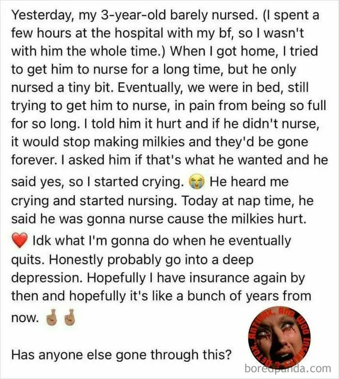 Guilt Tripping Your 3 Yo Child Into Nursing Is Gross