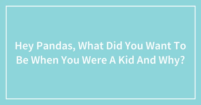 Hey Pandas, What Did You Want To Be When You Were A Kid And Why? (Closed)