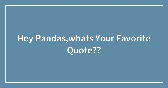 Hey Pandas,whats Your Favorite Quote??