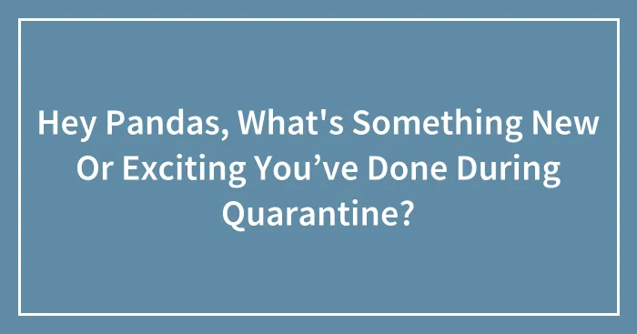 Hey Pandas, What's Something New Or Exciting You’ve Done During Quarantine? (Closed)