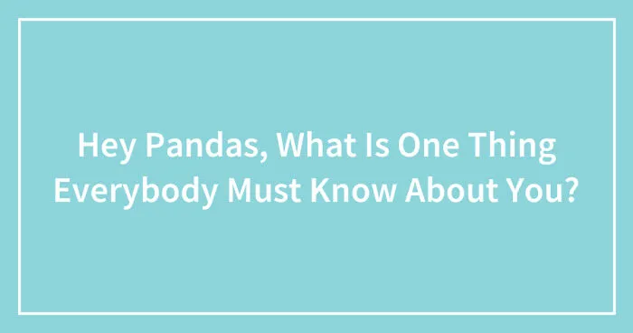 Hey Pandas, What Is One Thing Everybody Must Know About You? (Closed)