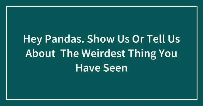 Hey Pandas. Show Us Or Tell Us About  The Weirdest Thing You Have Seen