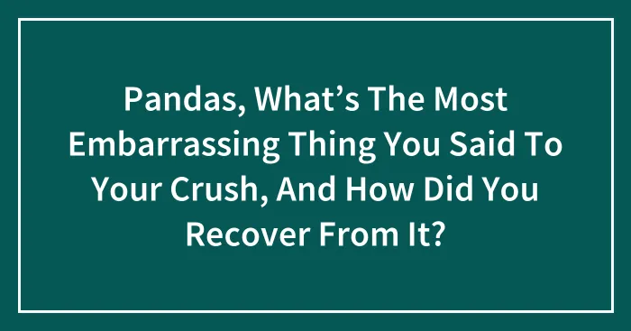 Pandas, What’s The Most Embarrassing Thing You Said To Your Crush, And How Did You Recover From It? (Closed)