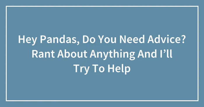 Hey Pandas, Do You Need Advice? Rant About Anything And I’ll Try To Help (Closed)