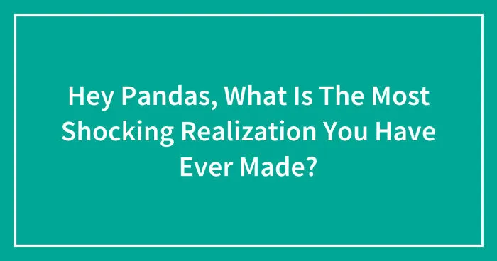 Hey Pandas, What Is The Most Shocking Realization You Have Ever Made? (Closed)