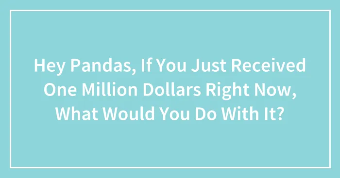 Hey Pandas, If You Just Received One Million Dollars Right Now, What Would You Do With It? (Closed)