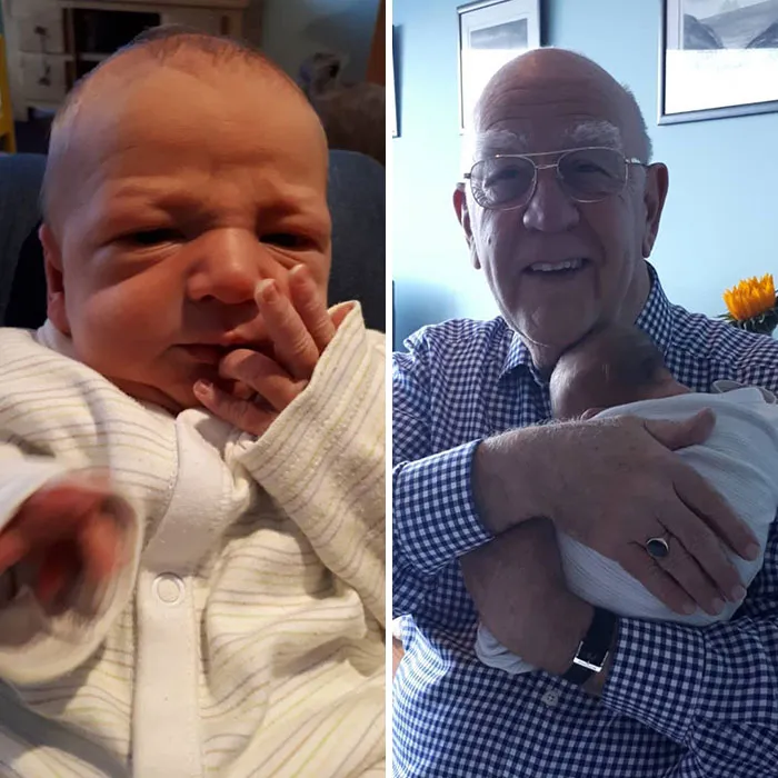 Le dijimos a Ben que se parecía a su abuelo, pero no vio el parecido