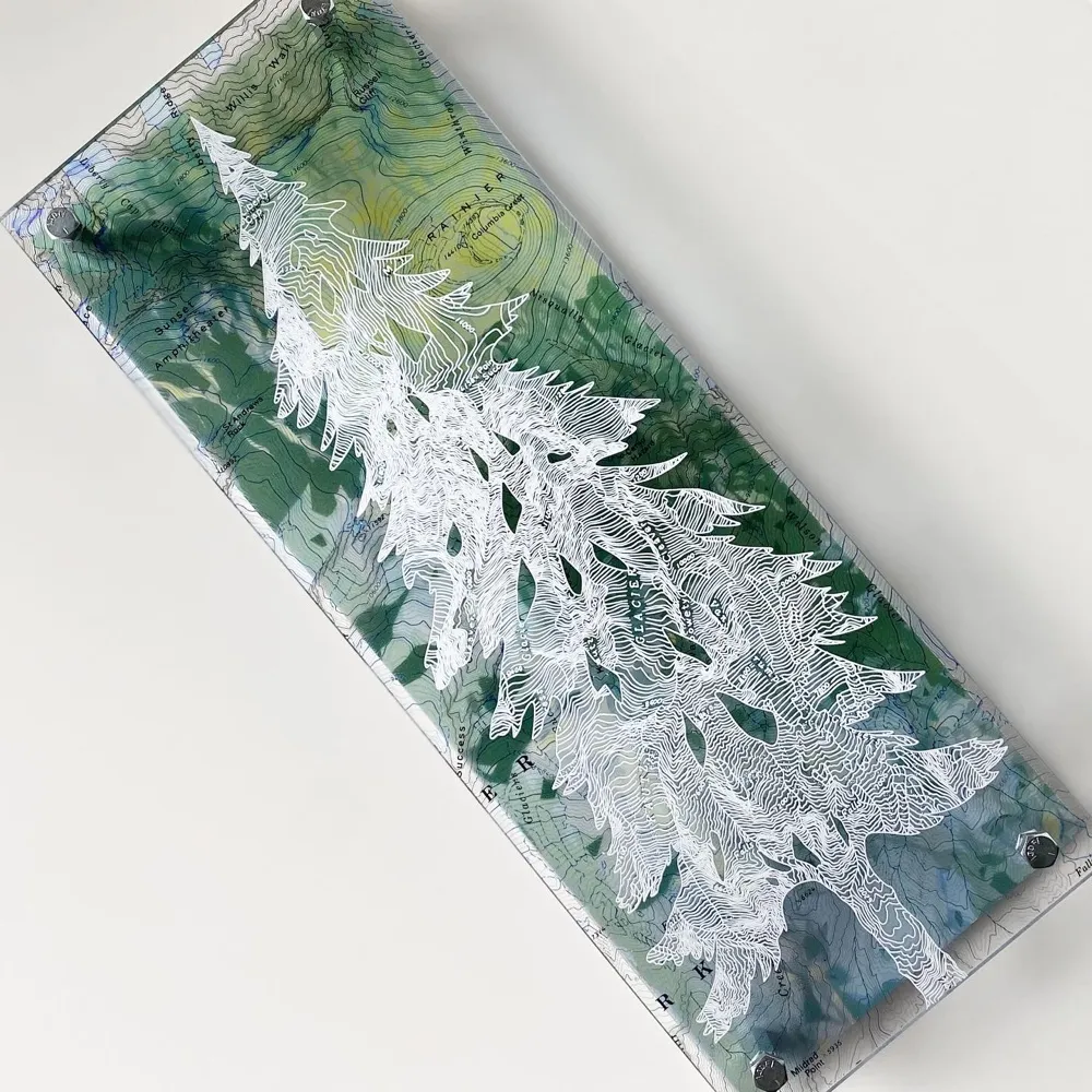 I Make Contemporary Artwork With Plexiglass, Topographic Maps, White Ink & Original Photography.