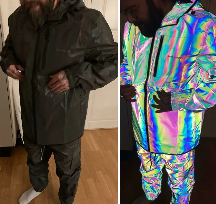 My Husband’s Fully Reflective Iridescent Rain Set