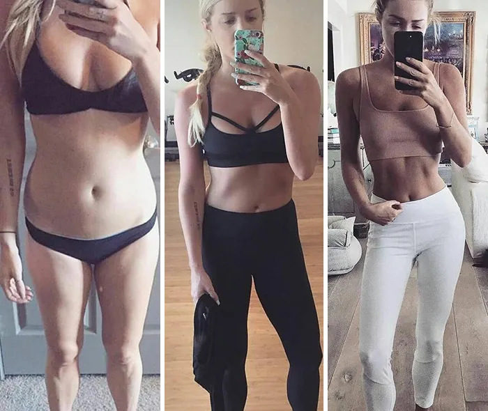 Mismo peso, diferentes cuerpos. 56,7 kilos en todas estas fotos. Así que no siempre se trata de la balanza