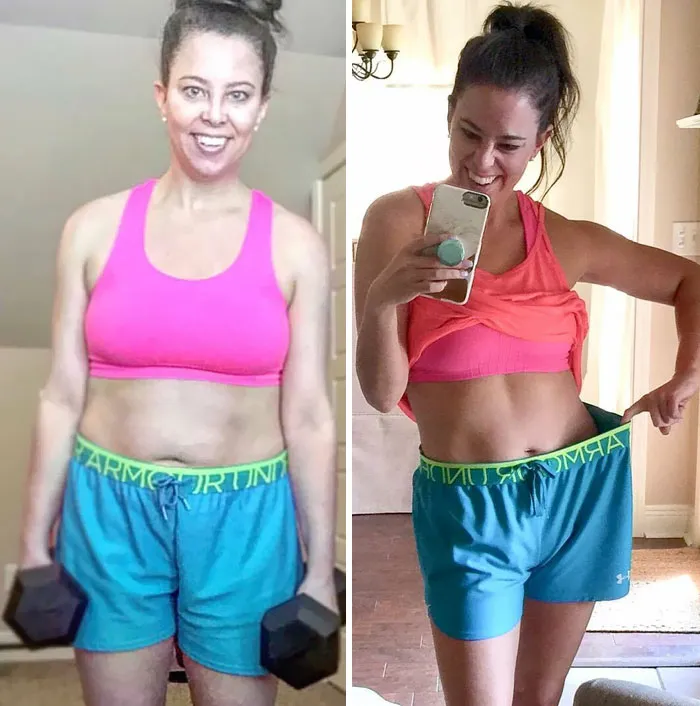 En caso de que no lo sepas... ¡La báscula es una mentirosa! Hay exactamente medio kilo de diferencia entre estas dos fotos. Medio kilo