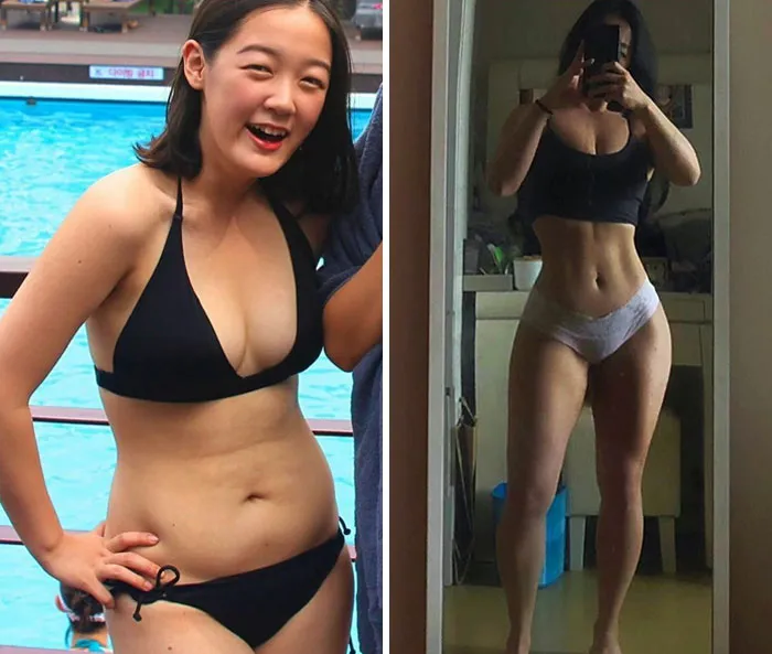 Por qué más personas deberían centrarse en el peso que levantan, más que en el que pierden. Izquierda - 2014, 53 Kg, Derecha - 2021, 54 Kg