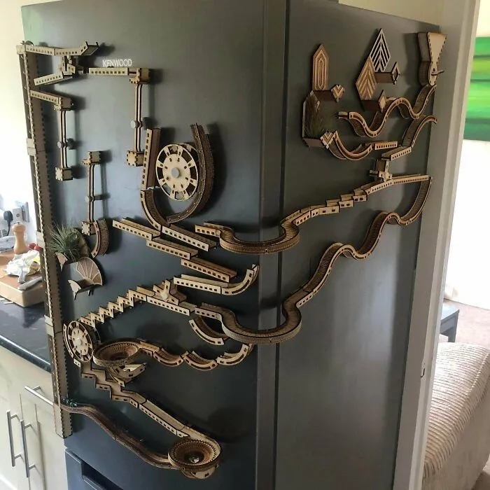 I Built A Magnetic Marble Run For My Fridge.