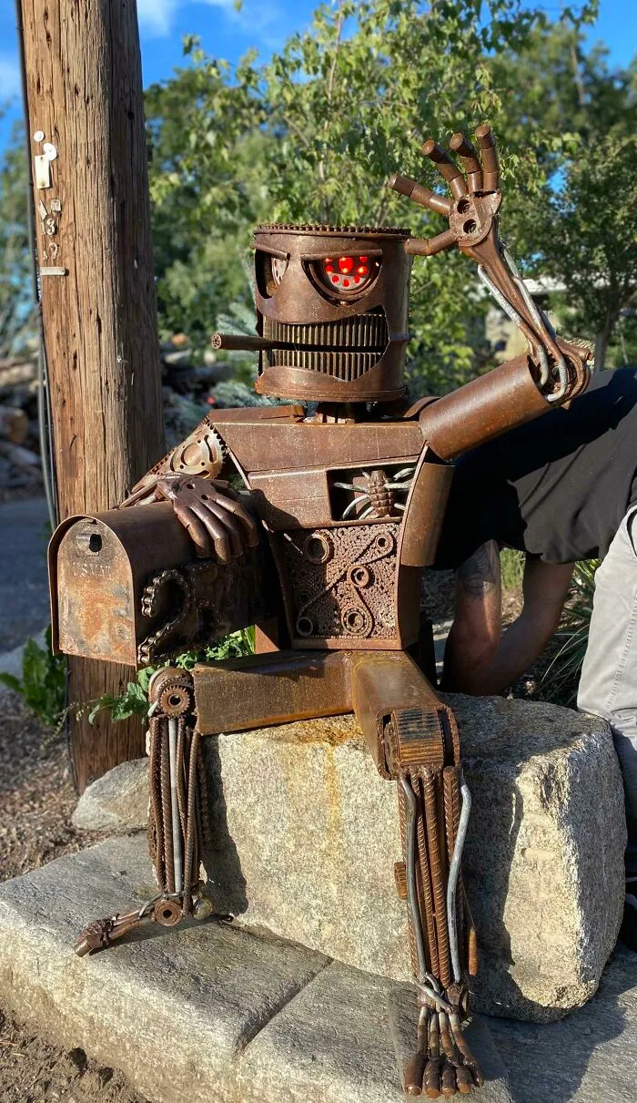 Scrap Metal Mailbox Art