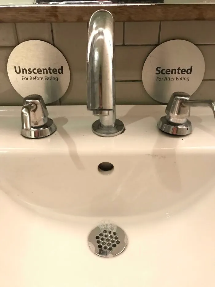 This Sushi Restaurant Has Two Soaps In The Bathroom. One For Before You Eat And One For After