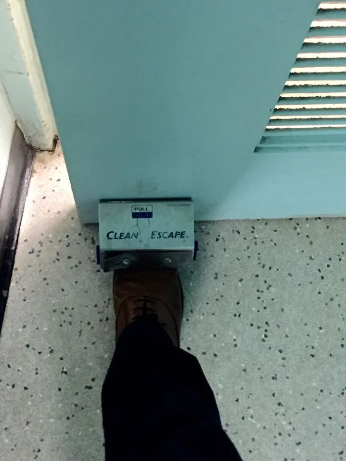 The Bathroom Door At My College Has A Foot Door Opener