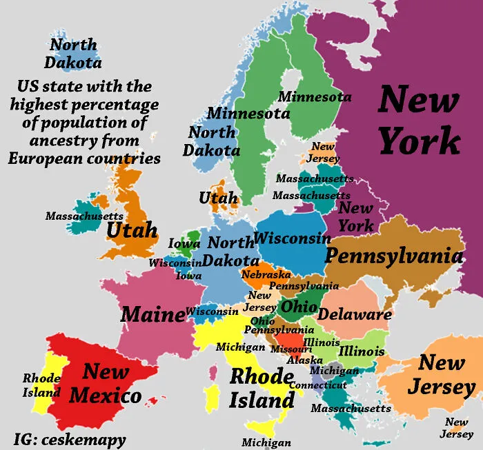 In Which State You Can Find The Highest Percentage Of People With Ancestry From Every European Country?