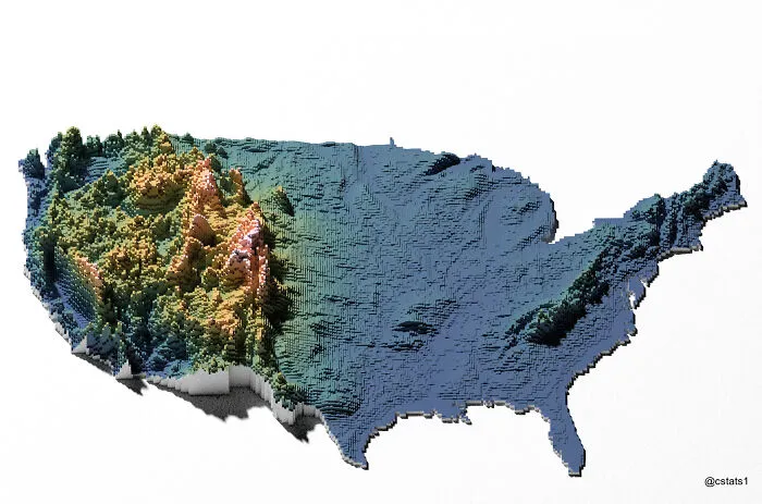 Mapa de la elevación de EE.UU.