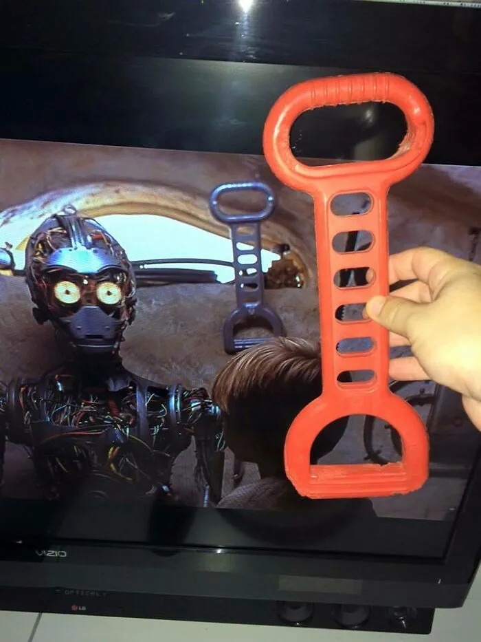 One Of Young Anakin's Tool Is A Silver-Painted Dog Toy That I Own