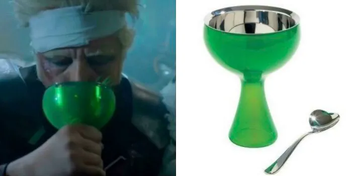 En la escena de los créditos finales de Guardianes de la Galaxia, Taneleer Tivan (El Coleccionista) se bebe su Martini en un bol de helado 'Big Love' de Alessi