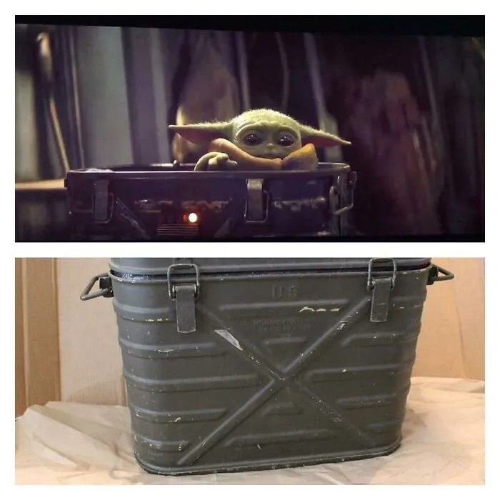 The Child In The Mandalorian Is In A Us Military Mermite Can With A Some Lights Glued On Front