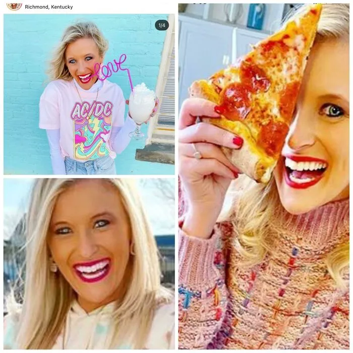 Cada post es esta extraña pose de risa forzada y ojos blancos sin alma