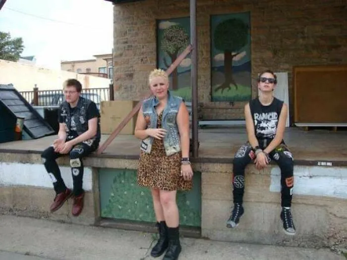 Me (In The Middle) At 17... Dudes Wanted Nothing To Do With Me Until 21. In Retrospect, This Makes Sense, As My Biggest Fashion Inspiration Was Tank Girl...