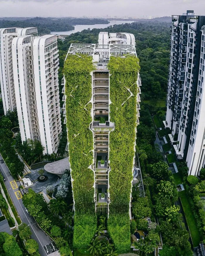 Este edificio de departamentos en Singapur