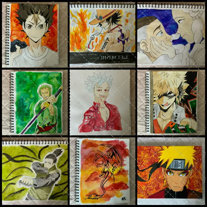 I Paint Anime Characters! (Sorry For The Watermark, I’ve Had People Pass My Pieces Off As Their Own In The Past). I’m Actually Opening Up An Online Shop Soon, But For Now You Can Follow My Instagram And Order Custom Anime Character Commissions: @sumerki_art   I Use Watercolor And Acrylic Paint! :)