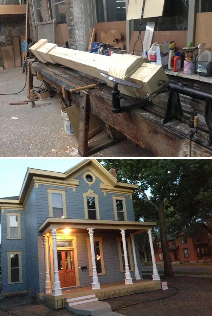 5 Eleven Foot Posts I Turned On My Circa 1850 Lathe. Had To Cut One In Half The Long Way Too