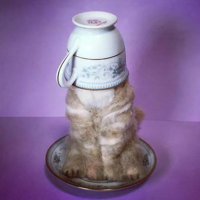 Japanese Felt Artist Combines Art And Technology To Create Creepy Cats (26 Pics)
