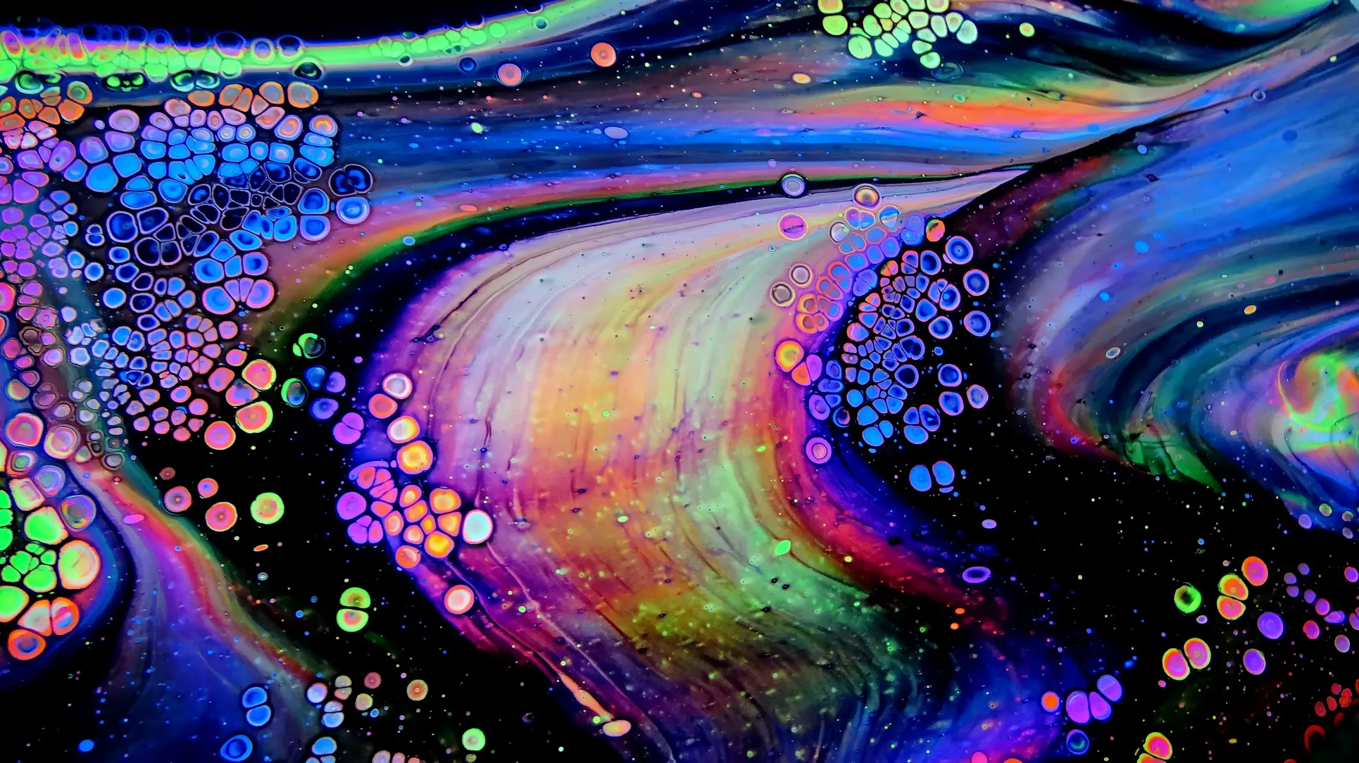 Split Open Cup Acrylic Pour ~ My Galaxy ~ Fluid Art With Fluorescent Paints