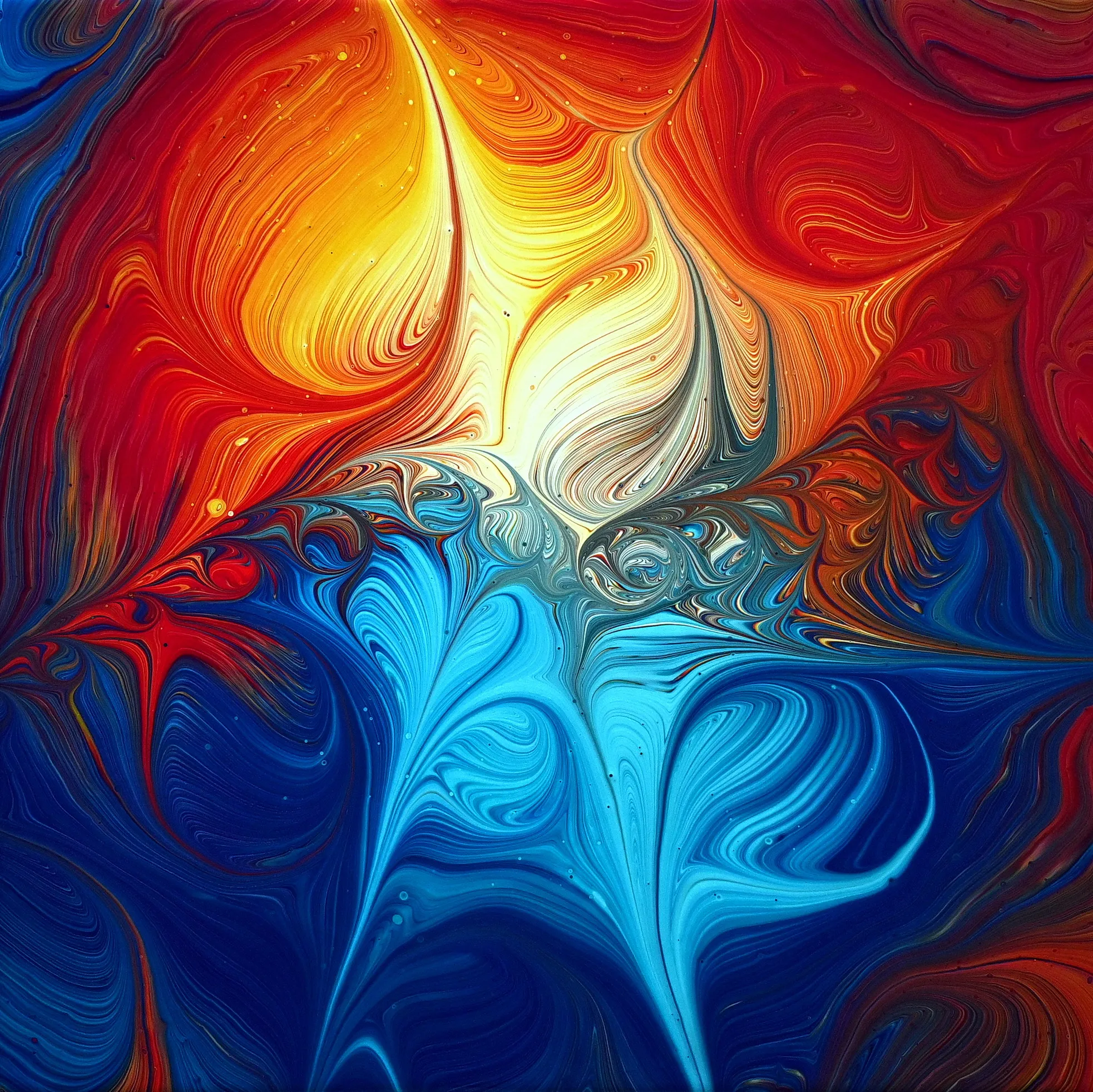 Split Cup Paint Kiss ~ Abstract Sunset Acrylic Pour Painting ~ Liquid Art ~