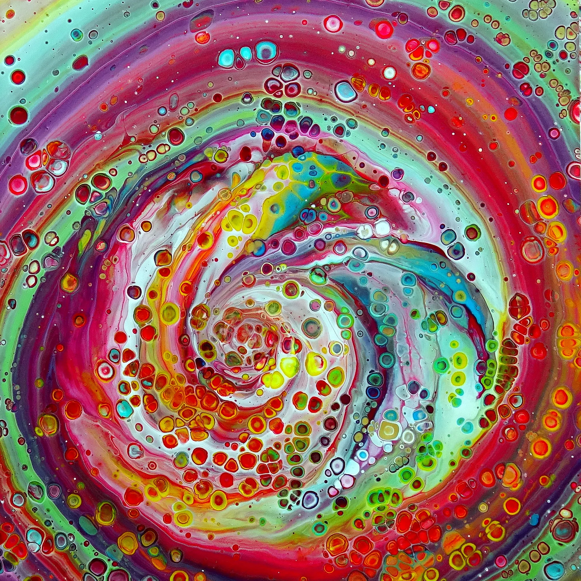Open Split Cup Acrylic Pour Painting - Acrylic Pouring With Cells - Fluid Art