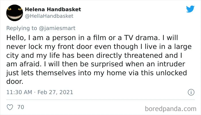 People Are Exposing The Totally Unrealistic Behaviors Of TV Or Movie Characters In Funny Tweets (40 Pics)
