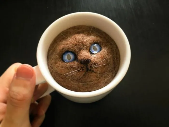Japanese Felt Artist Combines Art And Technology To Create Creepy Cats (26 Pics)