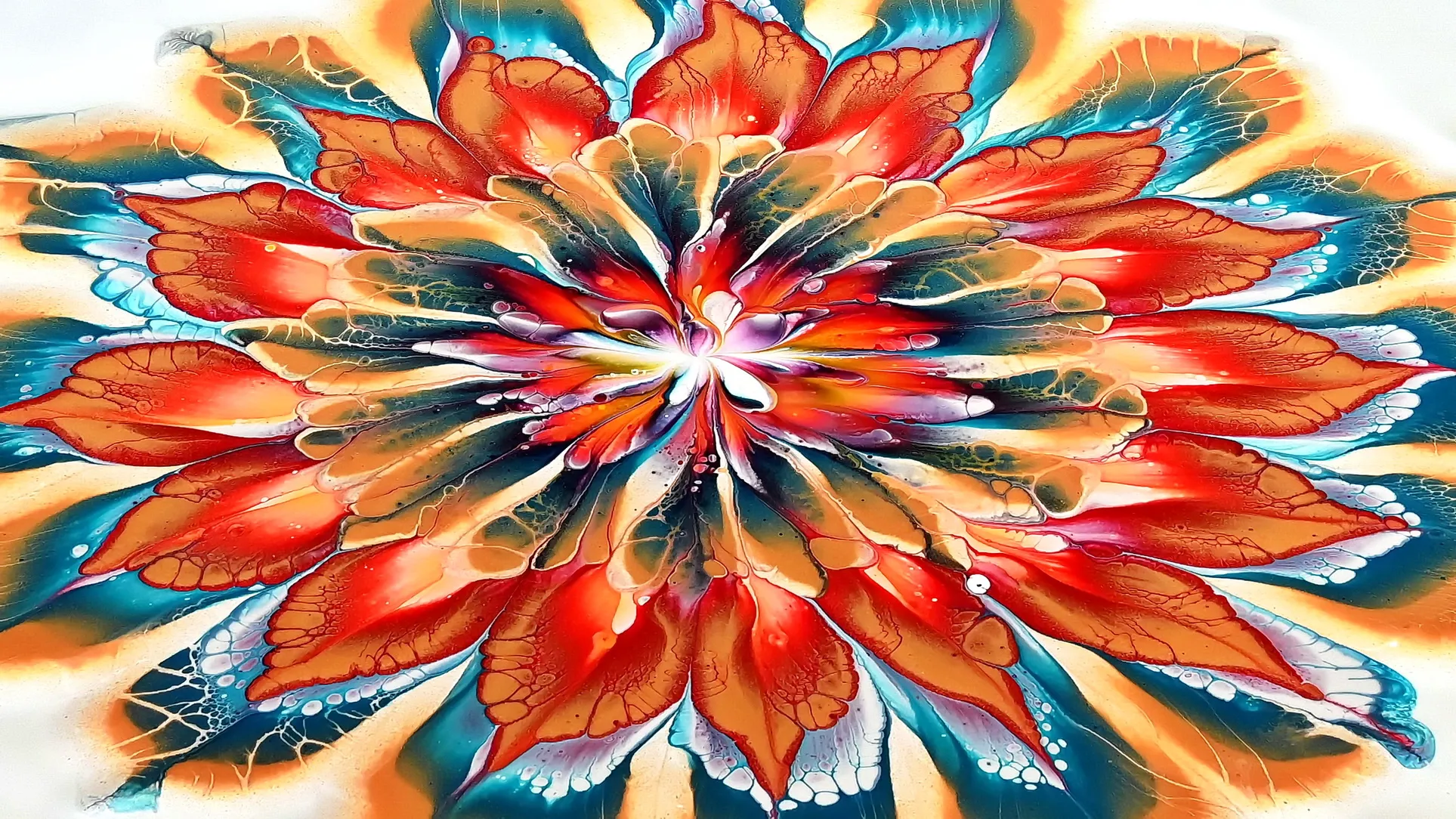 Acrylic Pour Painting ~ Reverse Flower Dip With Puddles ~ Fluid Art Tutorial ~ Step By Step