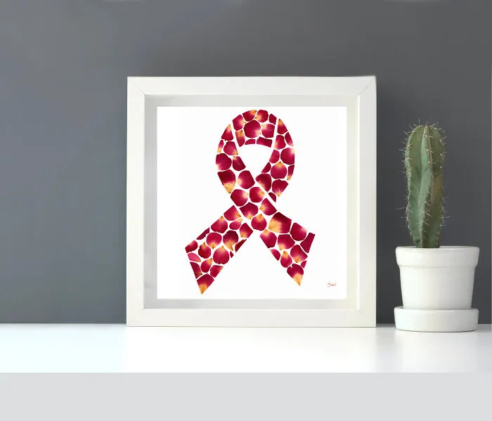 Pink Ribbon Made From Pressed Garden Rose Petals