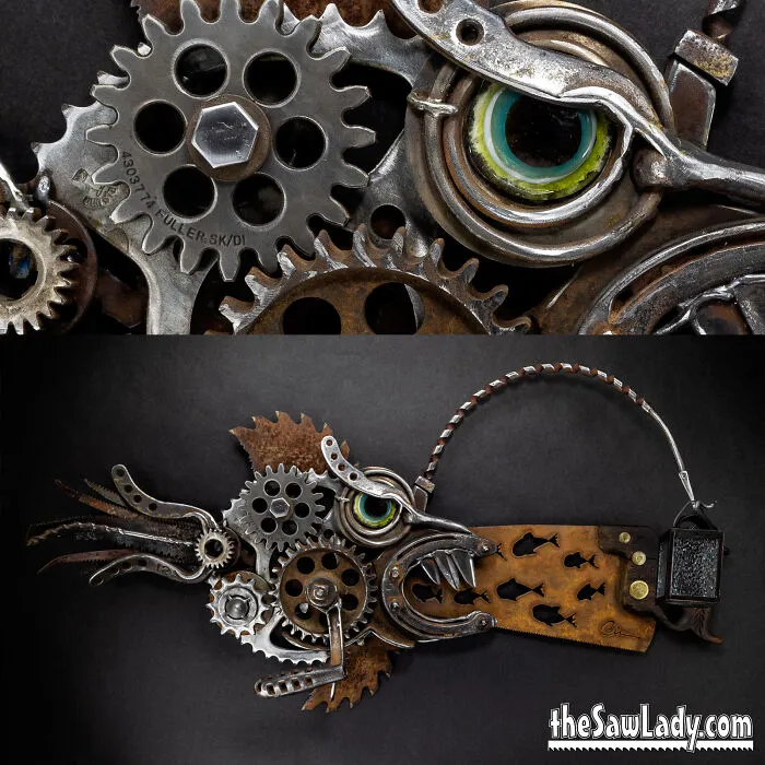 My Latest Sawfish - "Geary" Crank The Fin And The Gears Turn.  Put A Tea Light In His Light Holder When He's Ready To Feed