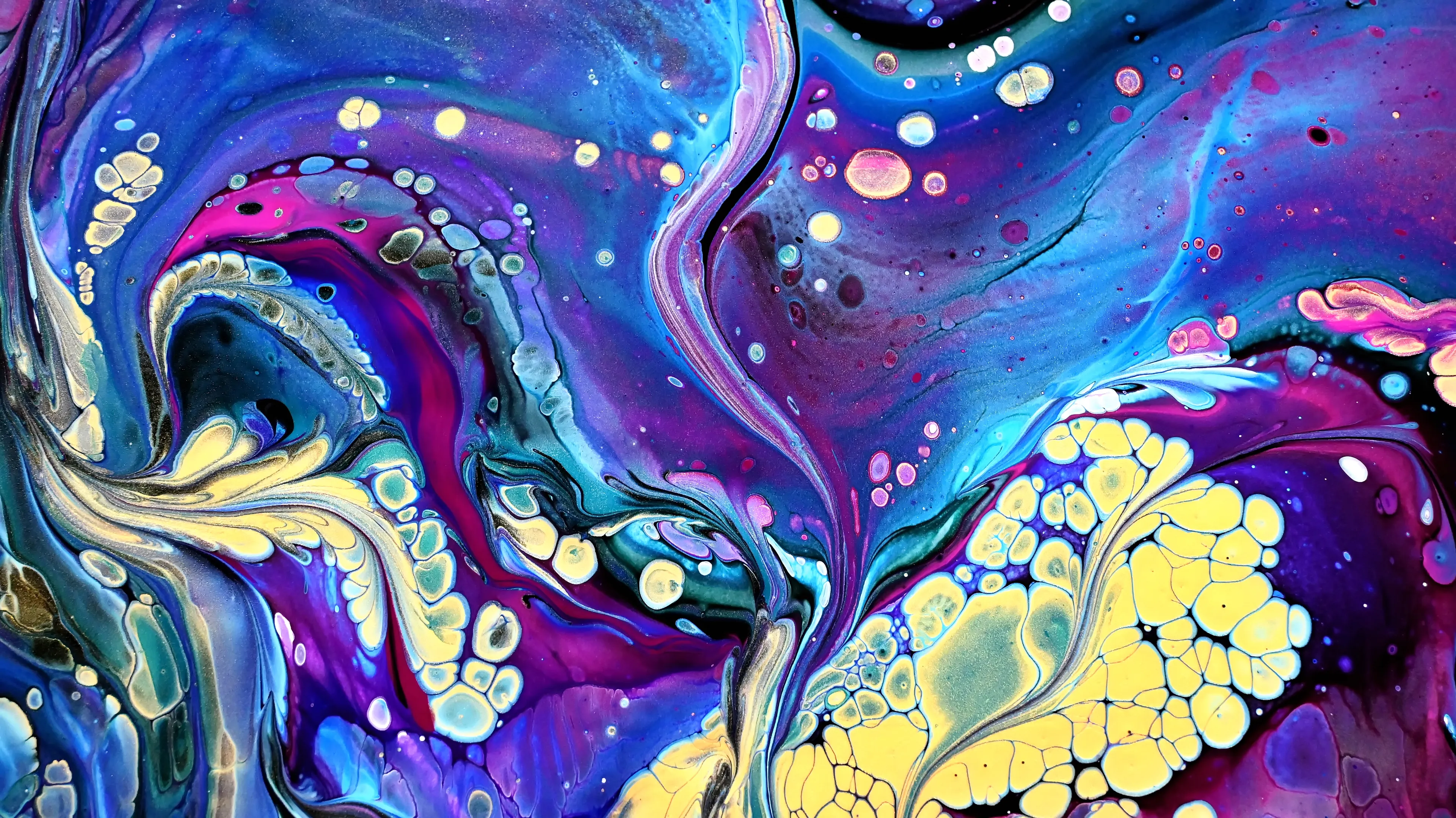 Floating Cells ~ Open Split Cup Pour ~ Birthday Acrylic Pour Painting