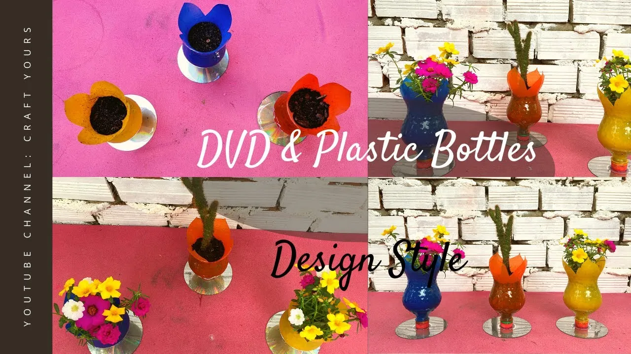 Crazy Tip To Reuse Plastic Bottle And Dvd Into Flower Pot | Craft Yours