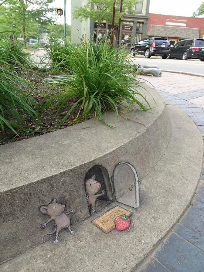 30 Obras de arte urbano con aventuras de personajes extravagantes, creadas por David Zinn